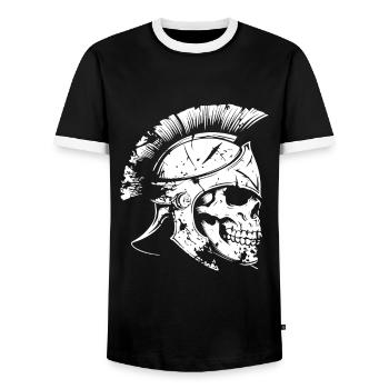 Crâne Spartiate Sparte - T-shirt contrasté Homme - noir/blanc - Devant - AI Model Female 172 light (172cm) & AI Model Male 178 light (178cm)