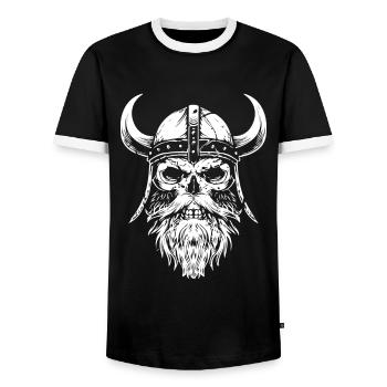 Wikinger Totenkopf Odin - Männer Kontrast-T-Shirt - Schwarz/Weiß - Vorne - AI Model Female 172 light (172cm) & AI Model Male 178 light (178cm)