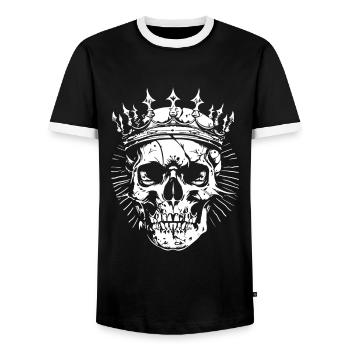 King Skull Skeleton Crown King - Men's Ringer Shirt - black/white - Front - AI Model Female 172 light (172cm) & AI Model Male 178 light (178cm)