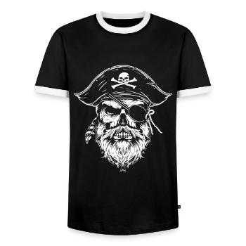 Pirat Totenkopf - Männer Kontrast-T-Shirt - Schwarz/Weiß - Vorne - AI Model Female 172 light (172cm) & AI Model Male 178 light (178cm)
