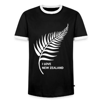 Ich Liebe Neuseeland Souvenir - New Zealand - Männer Kontrast-T-Shirt - Schwarz/Weiß - Vorne - AI Model Female 172 light (172cm) & AI Model Male 178 light (178cm)