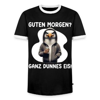 Guten Morgen? Ganz dünnes Eis Seagulls Lustiger - Männer Kontrast-T-Shirt - Schwarz/Weiß - Vorne - AI Model Female 172 light (172cm) & AI Model Male 178 light (178cm)