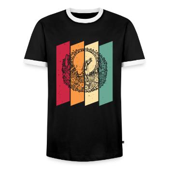 Horse Equestrian Wild Flowers Floral Moon - Men's Ringer Shirt - black/white - Front - AI Model Female 172 light (172cm) & AI Model Male 178 light (178cm)