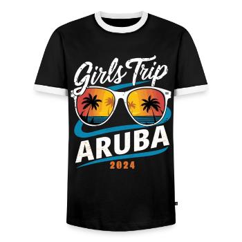 Girls Trip Aruba 2024 - Männer Kontrast-T-Shirt - Schwarz/Weiß - Vorne - AI Model Female 172 light (172cm) & AI Model Male 178 light (178cm)
