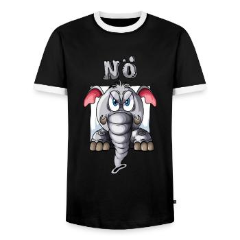 Elephant says Lower Austrian late riser lazy vacation - Men's Ringer Shirt - black/white - Front - AI Model Female 172 light (172cm) & AI Model Male 178 light (178cm)