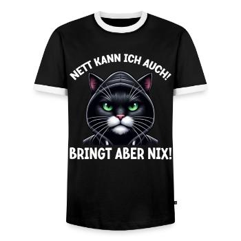 I can be nice too! But it's no use! Cat Funny - Men's Ringer Shirt - black/white - Front - AI Model Female 172 light (172cm) & AI Model Male 178 light (178cm)