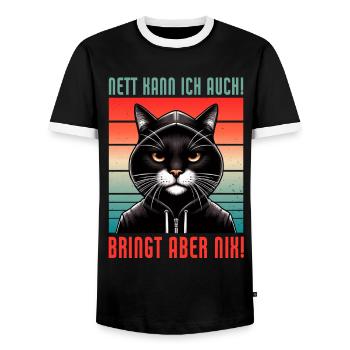 I can be nice too! But it's no use! Cat Funny - Men's Ringer Shirt - black/white - Front - AI Model Female 172 light (172cm) & AI Model Male 178 light (178cm)