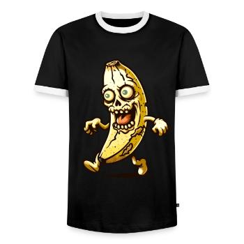 Zombie Banane Halloween Kostüm Deko - Männer Kontrast-T-Shirt - Schwarz/Weiß - Vorne - AI Model Female 172 light (172cm) & AI Model Male 178 light (178cm)