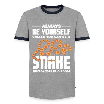 Snake Animals Animal Snakes - Men's Ringer Shirt - grey/navy  - Front - AI Model Female 172 light (172cm) & AI Model Male 178 light (178cm)