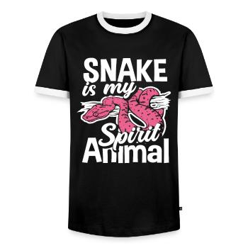 Schlange Lieblingstier - Männer Kontrast-T-Shirt - Schwarz/Weiß - Vorne - AI Model Female 172 light (172cm) & AI Model Male 178 light (178cm)