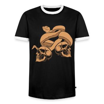 Schlangen - Männer Kontrast-T-Shirt - Schwarz/Weiß - Vorne - AI Model Female 172 light (172cm) & AI Model Male 178 light (178cm)
