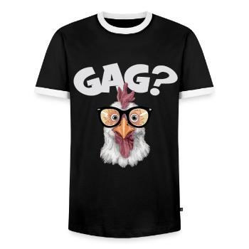 Lustige Henne mit Sonnenrbrille GAG - Männer Kontrast-T-Shirt - Schwarz/Weiß - Vorne - AI Model Female 172 light (172cm) & AI Model Male 178 light (178cm)