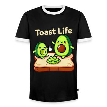 Toast Leben Lustiges Frühstück Avocado Design - Männer Kontrast-T-Shirt - Schwarz/Weiß - Vorne - AI Model Female 172 light (172cm) & AI Model Male 178 light (178cm)