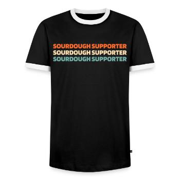 Sauerteig Brot - Männer Kontrast-T-Shirt - Schwarz/Weiß - Vorne - AI Model Female 172 light (172cm) & AI Model Male 178 light (178cm)