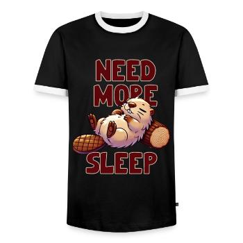 Need more sleep, cute beaver, funnier - Men's Ringer Shirt - black/white - Front - AI Model Female 172 light (172cm) & AI Model Male 178 light (178cm)