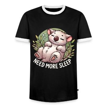 Need More Sleep Funny Wombat Animal Humor Pajama - Men's Ringer Shirt - black/white - Front - AI Model Female 172 light (172cm) & AI Model Male 178 light (178cm)
