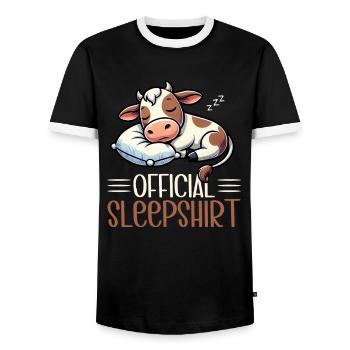 Kuh Offizielles Schlafshirt Lustige Kuh Pyjama - Männer Kontrast-T-Shirt - Schwarz/Weiß - Vorne - AI Model Female 172 light (172cm) & AI Model Male 178 light (178cm)