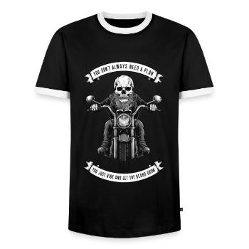 Motorrad Bart Biker Vollbart Bike Rocker - Männer Kontrast-T-Shirt - Schwarz/Weiß - Vorne - AI Model Female 172 light (172cm) & AI Model Male 178 light (178cm)