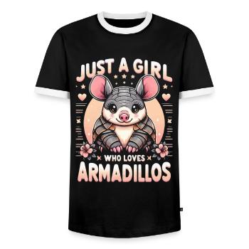 Just a girl who loves Armadillos - Men's Ringer Shirt - black/white - Front - AI Model Female 172 light (172cm) & AI Model Male 178 light (178cm)