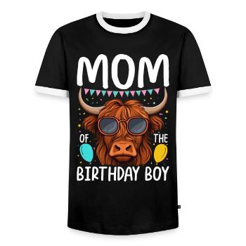 Mom Of The Birthday Boy - Men's Ringer Shirt - black/white - Front - AI Model Female 172 light (172cm) & AI Model Male 178 light (178cm)