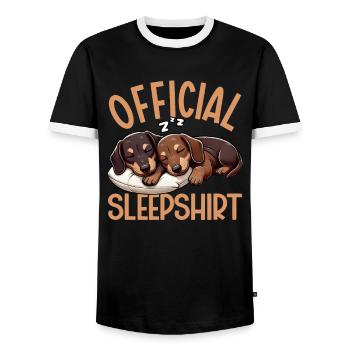 Chemise de nuit officielle Teckel Chien teckel - T-shirt contrasté Homme - noir/blanc - Devant - AI Model Female 172 light (172cm) & AI Model Male 178 light (178cm)