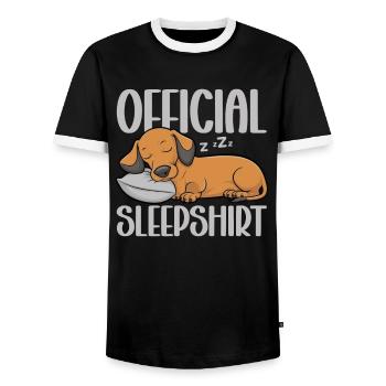 Chemise de nuit officielle Teckel Chien teckel - T-shirt contrasté Homme - noir/blanc - Devant - AI Model Female 172 light (172cm) & AI Model Male 178 light (178cm)
