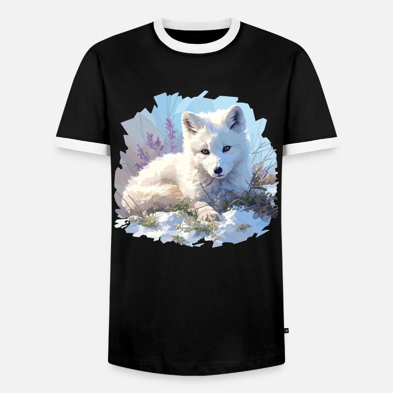 Arctic Fox Polarfüchse Polarfuchs - Männer Kontrast-T-Shirt - Schwarz/Weiß