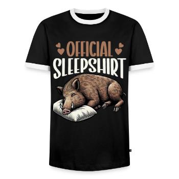 Chemise de nuit officielle Funny Wild Boar - T-shirt contrasté Homme - noir/blanc - Devant - AI Model Female 172 light (172cm) & AI Model Male 178 light (178cm)