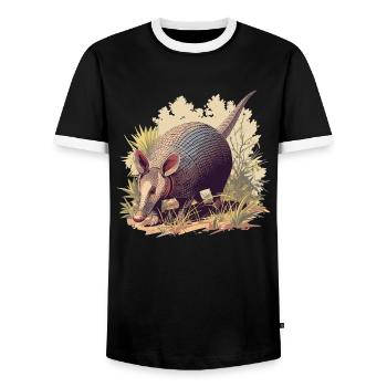 Armadillo Gürteltiere Gürteltier - Männer Kontrast-T-Shirt - Schwarz/Weiß - Vorne - AI Model Female 172 light (172cm) & AI Model Male 178 light (178cm)