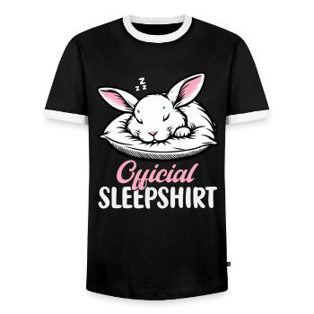 Official Sleeping Shirt Funny Rabbit Rabbit - Men's Ringer Shirt - black/white - Front - AI Model Female 172 light (172cm) & AI Model Male 178 light (178cm)
