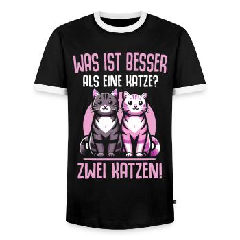 Katze Katzen Geschenk Sprüche Lustig - Männer Kontrast-T-Shirt - Schwarz/Weiß - Vorne - AI Model Female 172 light (172cm) & AI Model Male 178 light (178cm)