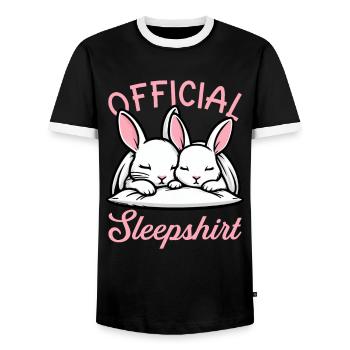 Official Sleeping Shirt Funny Rabbit Rabbit - Men's Ringer Shirt - black/white - Front - AI Model Female 172 light (172cm) & AI Model Male 178 light (178cm)