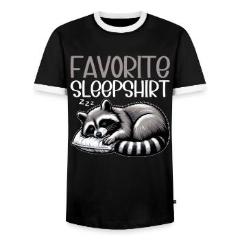 Chemise de nuit officielle Funny Raccoon - T-shirt contrasté Homme - noir/blanc - Devant - AI Model Female 172 light (172cm) & AI Model Male 178 light (178cm)