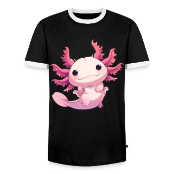 Axolotl - T-shirt contrasté Homme - noir/blanc - Devant - AI Model Female 172 light (172cm) & AI Model Male 178 light (178cm)