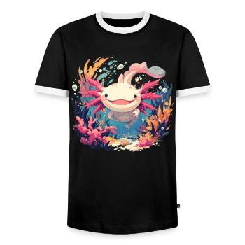 Axolotl - T-shirt contrasté Homme - noir/blanc - Devant - AI Model Female 172 light (172cm) & AI Model Male 178 light (178cm)