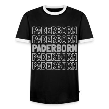 Ville allemande de Paderborn, Rhénanie-du-Nord-Westphalie - T-shirt contrasté Homme - noir/blanc - Devant - AI Model Female 172 light (172cm) & AI Model Male 178 light (178cm)