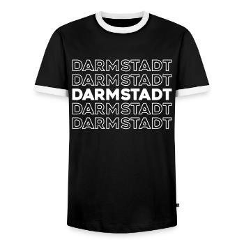German City Darmstadt Hesse - Men's Ringer Shirt - black/white - Front - AI Model Female 172 light (172cm) & AI Model Male 178 light (178cm)