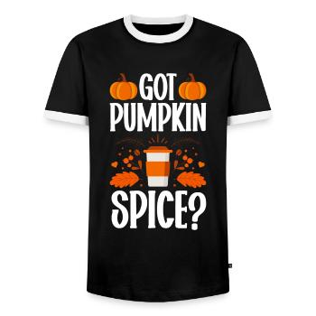 Citrouille Épices Latte Automne Halloween Citrouille Épices Épices - T-shirt contrasté Homme - noir/blanc - Devant - AI Model Female 172 light (172cm) & AI Model Male 178 light (178cm)