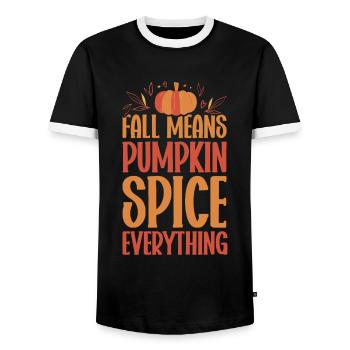 Citrouille Épices Latte Automne Halloween Citrouille Épices Épices - T-shirt contrasté Homme - noir/blanc - Devant - AI Model Female 172 light (172cm) & AI Model Male 178 light (178cm)
