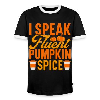 Citrouille Épices Latte Automne Halloween Citrouille Épices Épices - T-shirt contrasté Homme - noir/blanc - Devant - AI Model Female 172 light (172cm) & AI Model Male 178 light (178cm)