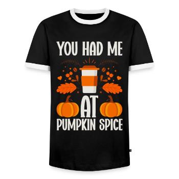 Citrouille Épices Latte Automne Halloween Citrouille Épices Épices - T-shirt contrasté Homme - noir/blanc - Devant - AI Model Female 172 light (172cm) & AI Model Male 178 light (178cm)