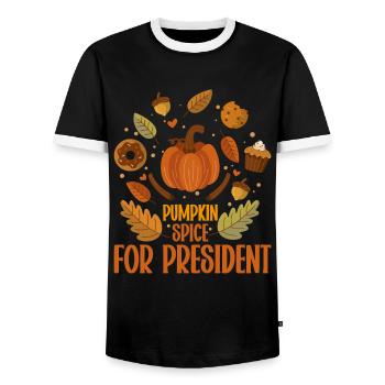 Citrouille Épices Latte Automne Halloween Citrouille Épices Épices - T-shirt contrasté Homme - noir/blanc - Devant - AI Model Female 172 light (172cm) & AI Model Male 178 light (178cm)