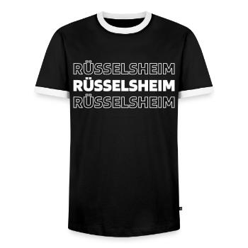 Ville allemande de Rüsselsheim am Main Hesse - T-shirt contrasté Homme - noir/blanc - Devant - AI Model Female 172 light (172cm) & AI Model Male 178 light (178cm)