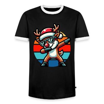Dabbing Rudolph Vintage Sunset - Männer Kontrast-T-Shirt - Schwarz/Weiß - Vorne - AI Model Female 172 light (172cm) & AI Model Male 178 light (178cm)