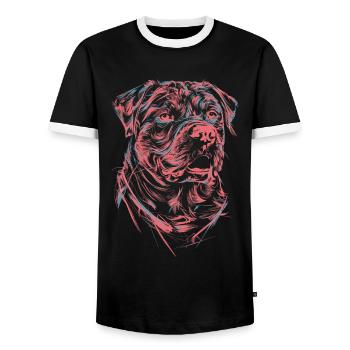 Rottweiler dessin abstrait chien illustration - T-shirt contrasté Homme - noir/blanc - Devant - AI Model Female 172 light (172cm) & AI Model Male 178 light (178cm)
