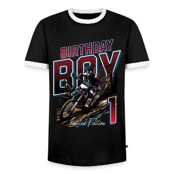 1er anniversaire de motocross - T-shirt contrasté Homme - noir/blanc - Devant - AI Model Female 172 light (172cm) & AI Model Male 178 light (178cm)