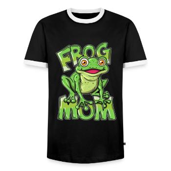 Frog Mom Toad Garden Pond Fish Pond Frog Mom - Men's Ringer Shirt - black/white - Front - AI Model Female 172 light (172cm) & AI Model Male 178 light (178cm)