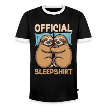 Offizielles Schlafshirt Lustiges Faultier Pyjama - Männer Kontrast-T-Shirt - Schwarz/Weiß - Vorne - AI Model Female 172 light (172cm) & AI Model Male 178 light (178cm)