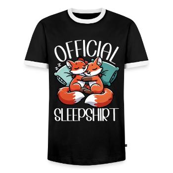 Offizielles Schlafshirt Lustiger Fuchs Pyjama - Männer Kontrast-T-Shirt - Schwarz/Weiß - Vorne - AI Model Female 172 light (172cm) & AI Model Male 178 light (178cm)