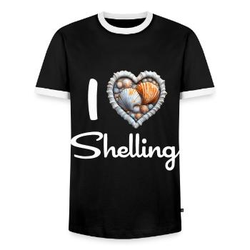J’aime bombarder des coquillages Shell Collector Gift - T-shirt contrasté Homme - noir/blanc - Devant - AI Model Female 172 light (172cm) & AI Model Male 178 light (178cm)